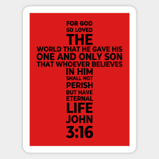 John 3:16 God's Love Bible Scripture Verse Cross Design Sticker